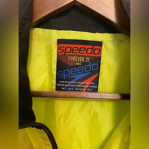 Speedo with Forever 21 Men's Neon Windbreaker Jacket  Lightning Pattern LARGE - Picture 4 of 5